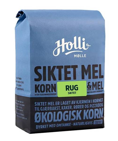 Holli Mølle Rug Siktet Økologisk Mel 1kg.