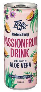 Hovedbilde True Life Pasjonsfruktdrikke Aloe Vera 240ml.