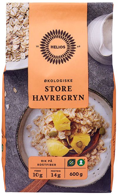 Hovedbilde Havregryn Store Økologisk Helios 600g.