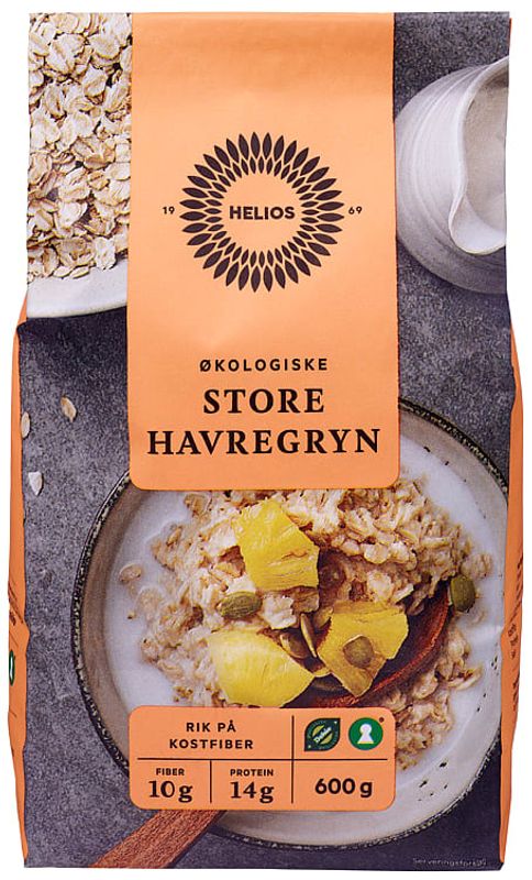 Havregryn Store Økologisk Helios 600g.
