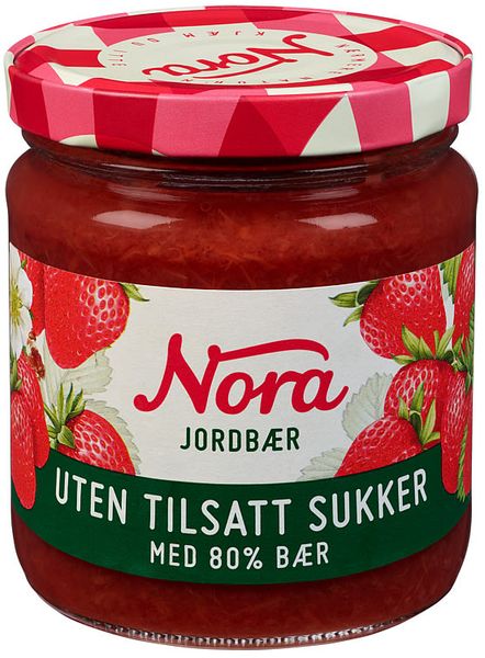 Nora Jordb&aelig;rsyltet&oslash;y 80% u/Tilsatt Sukker 275g.