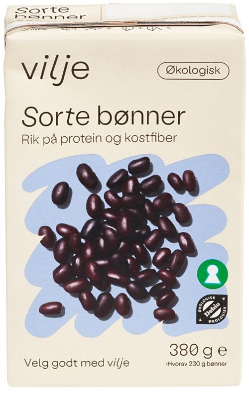 Vilje Sorte Bønner Økologisk 380g.