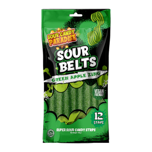 Hovedbilde Sour Belts Green Apple Zing 100g./ Halal-Vegan