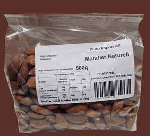 Hovedbilde Mandler Naturell Pluto 500g.
