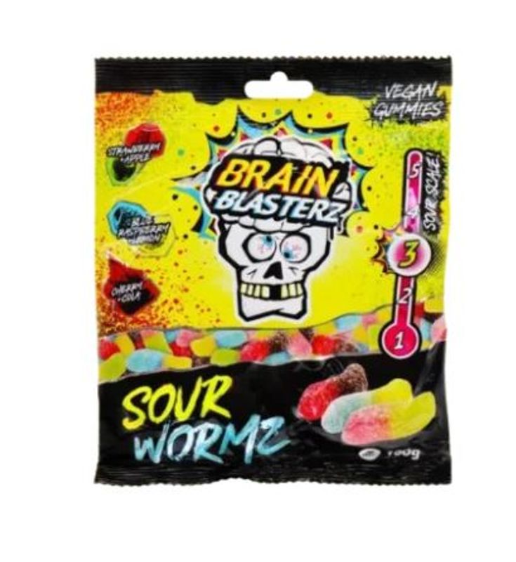 Brain Blasterz Sour Wormz Gummies 100g*16st./Hele Eske