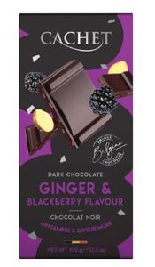 Hovedbilde Cachet Dark Chocolate Ginger&Blackberry 100g.