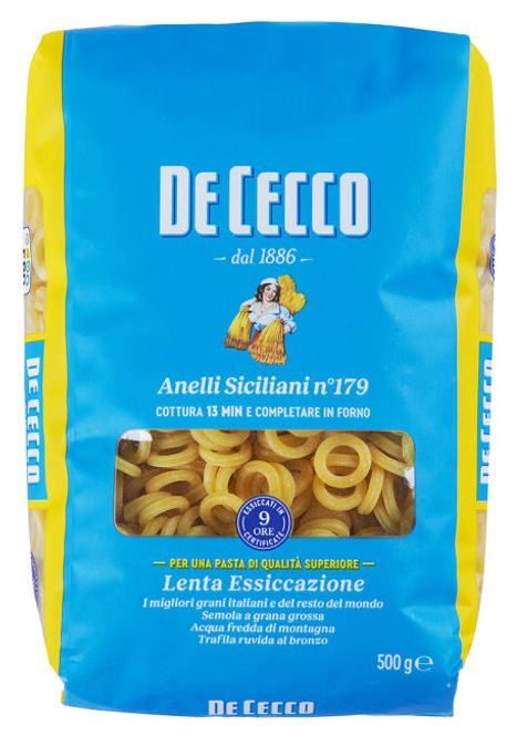 Hovedbilde 	De Cecco Anelli Siciliani (Ringer) 500 g.