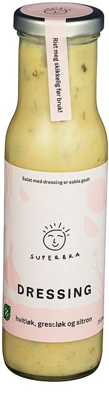Hvitløk, Gressløk&Sitron Økologisk Dressing Superbra 250ml.